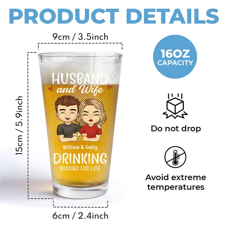 We Drink Together And Stay Forever - Couple Personalized Custom Beer Glass - Gift For Husband, Wife, Couple