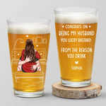 Lucky To Have You In My Life - Couple Personalized Custom Beer Glass - Gift For Husband, Wife, Couple