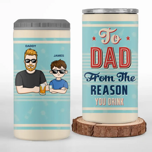 Cher papa, bon travail, nous sommes géniaux - Gobelet isotherme personnalisé 4 en 1 pour la famille - Fête des pères, cadeau pour papa, grand-père