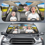 Custom Photo Driving Together, Bonding Forever - Family Personalized Custom Auto Windshield Sunshade, Car Window Protector - Gift For Family