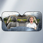 Custom Photo Four Wheels, One Family Bond - Family Personalized Custom Auto Windshield Sunshade, Car Window Protector - Gift For Dad, Kids
