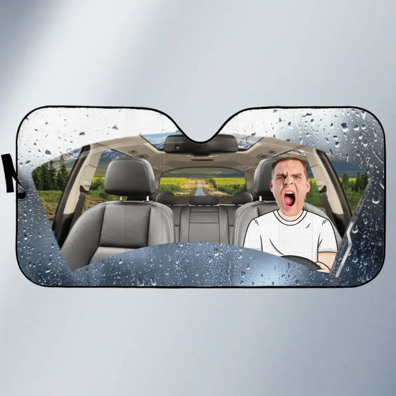 Custom Photo Four Wheels, One Family Bond - Family Personalized Custom Auto Windshield Sunshade, Car Window Protector - Gift For Dad, Kids