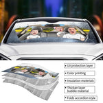 Custom Photo Four Wheels, One Family Bond - Family Personalized Custom Auto Windshield Sunshade, Car Window Protector - Gift For Dad, Kids