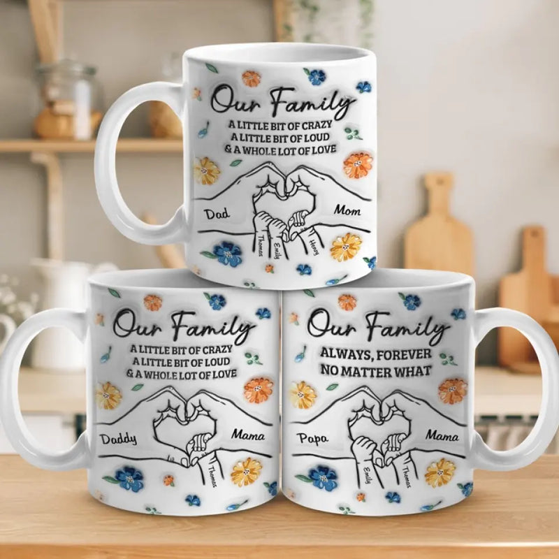 Always, Forever And No Matter What - Family Personalized Custom 3D Inflated Effect Printed Mug - Gift For Family