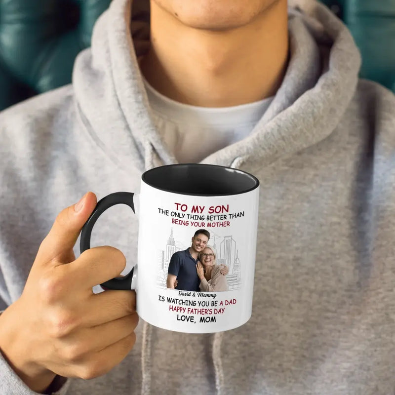 Custom Photo My Son Is My Pride And Joy - Family Personalized Custom Accent Mug - Father's Day, Gift For Son, New Dads