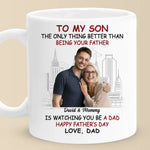 Custom Photo A Son Is A Love Letter - Family Personalized Custom Mug - Father's Day, Gift For Son, New Dads, Dad