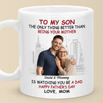Custom Photo A Son Is A Love Letter - Family Personalized Custom Mug - Father's Day, Gift For Son, New Dads, Dad