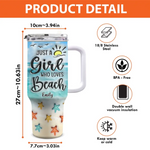 Smell The Sea And Feel The Sky, Let Your Soul & Spirit Fly - Bestie Personalized Custom 3D Inflated Effect Printed 40 Oz Stainless Steel Tumbler With Handle - Summer Vacation Gift For Bestie, Sisters, Best Friends