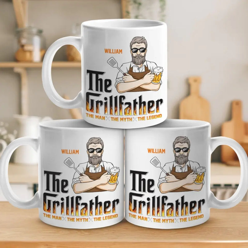 The Grillfather - Family Personalized Custom Mug - Father's Day, Gift For Dad, Grandpa, Grill Masters