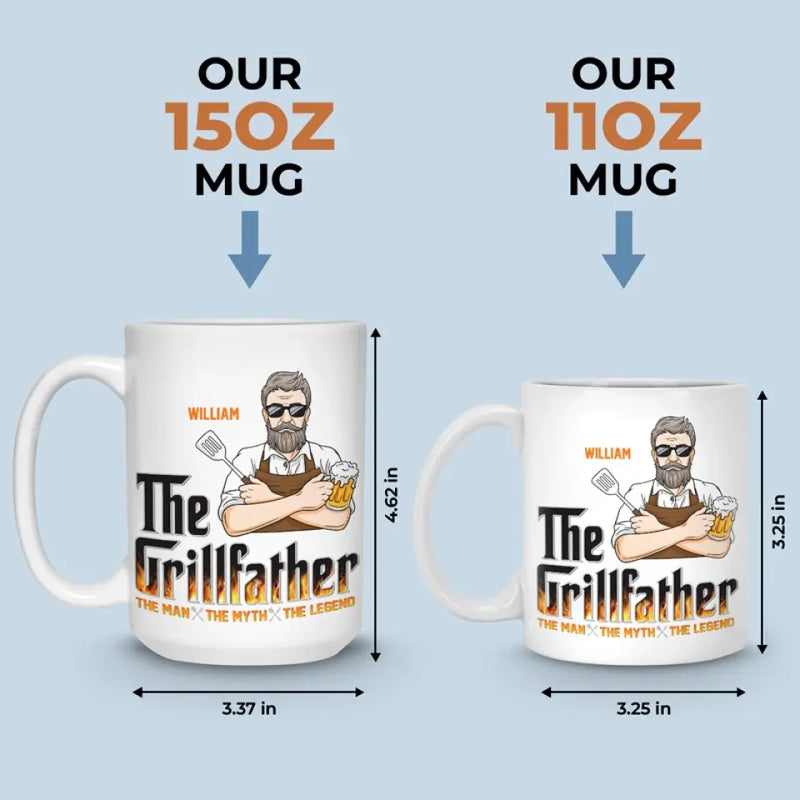 The Grillfather - Family Personalized Custom Mug - Father's Day, Gift For Dad, Grandpa, Grill Masters