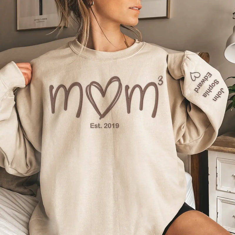 Mom Means Everything - Family Personalized Custom Embroidered Sweatshirt - Mother's Day, Gift For Grandma, Mom