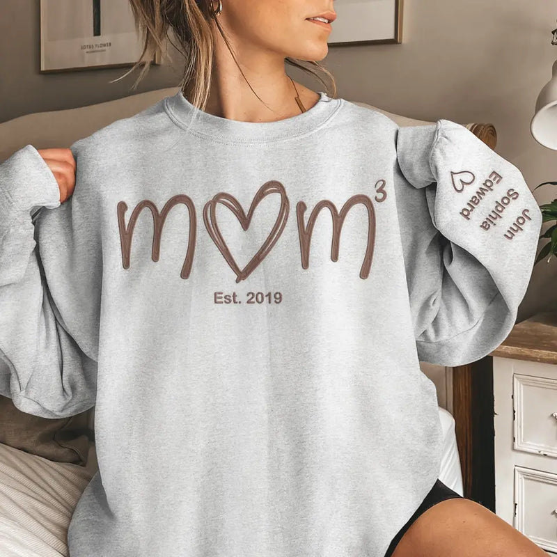 Mom Means Everything - Family Personalized Custom Embroidered Sweatshirt - Mother's Day, Gift For Grandma, Mom