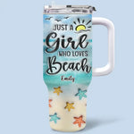Smell The Sea And Feel The Sky, Let Your Soul & Spirit Fly - Bestie Personalized Custom 3D Inflated Effect Printed 40 Oz Stainless Steel Tumbler With Handle - Summer Vacation Gift For Bestie, Sisters, Best Friends