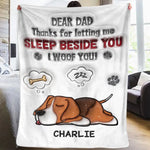 Thanks For Letting Us Sleep Beside You - Dog Personalized Custom 3D Inflated Effect Printed Blanket - Father's Day, Gift For Dad, Dog Lovers