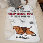 Thanks For Letting Us Sleep Beside You - Dog Personalized Custom 3D Inflated Effect Printed Blanket - Father's Day, Gift For Dad, Dog Lovers
