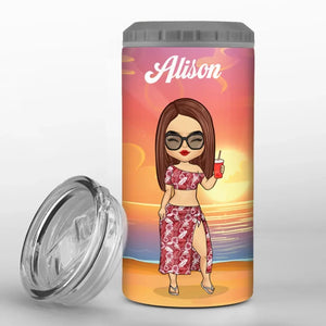 Dans un état d'esprit estival - Gobelet isotherme personnalisé 4 en 1 pour meilleure amie - Cadeau de vacances d'été pour meilleures amies, meilleures amies et sœurs