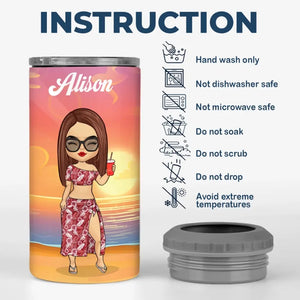 Dans un état d'esprit estival - Gobelet isotherme personnalisé 4 en 1 pour meilleure amie - Cadeau de vacances d'été pour meilleures amies, meilleures amies et sœurs