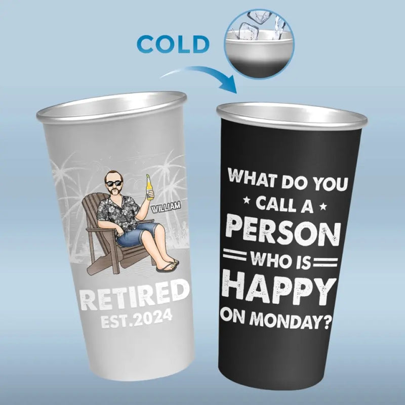 Good Mood With Beer And Retirement - Personalized Custom Aluminum Changing Color Cup - Appreciation, Retirement Gift For Coworkers, Husband, Dad