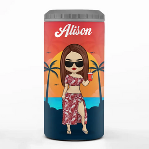 Air marin, cheveux salés – Gobelet isotherme 4 en 1 personnalisé pour meilleure amie – Cadeau de vacances d'été pour meilleures amies, meilleures amies et sœurs