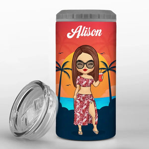 Air marin, cheveux salés – Gobelet isotherme 4 en 1 personnalisé pour meilleure amie – Cadeau de vacances d'été pour meilleures amies, meilleures amies et sœurs