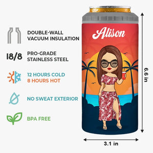 Air marin, cheveux salés – Gobelet isotherme 4 en 1 personnalisé pour meilleure amie – Cadeau de vacances d'été pour meilleures amies, meilleures amies et sœurs