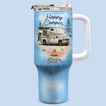 Life Is Better Around The Campfire - Camping Personalized Custom 40 Oz Stainless Steel Tumbler With Handle - Gift For Campers, RV Lovers