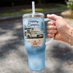 Life Is Better Around The Campfire - Camping Personalized Custom 40 Oz Stainless Steel Tumbler With Handle - Gift For Campers, RV Lovers