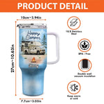 Life Is Better Around The Campfire - Camping Personalized Custom 40 Oz Stainless Steel Tumbler With Handle - Gift For Campers, RV Lovers
