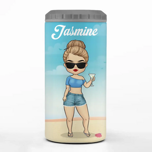 Dans un état d'esprit estival - Gobelet isotherme personnalisé 4 en 1 pour meilleure amie - Cadeau de vacances d'été pour meilleures amies, meilleures amies et sœurs