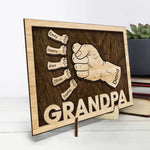 Proud Father Of A Few Kids - Family Personalized Custom 2-Layered Wooden Plaque With Stand - Father's Day, Gift For Grandpa