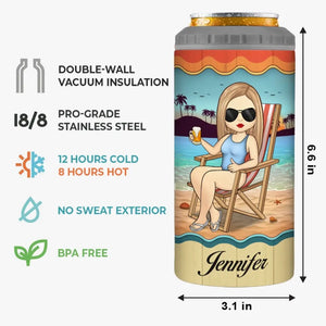 J'ai laissé mon cœur dans le sable - Gobelet isotherme personnalisé 4 en 1 pour meilleure amie - Cadeau de vacances d'été pour meilleures amies, meilleures amies et sœurs