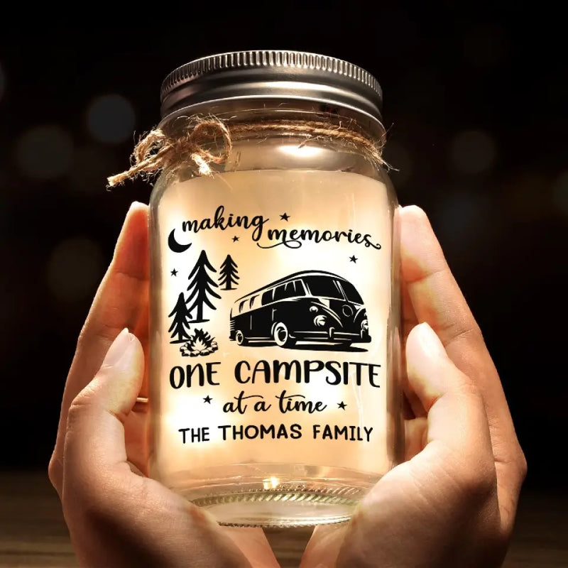 Home Is Where You Park It - Camping Personalized Custom Mason Jar Light - Gift For Family, Couple, Campers