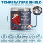 Congrats On Being My Husband - Couple Personalized Custom 14oz Stainless Steel Tumbler With Handle - Gift For Husband, Wife, Couple