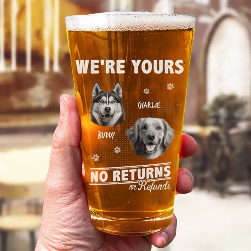 Custom Photo I Work Until Beer O’Clock - Dog & Cat Personalized Custom Beer Glass - Gift For Dog Lovers, Dog Dads, Dog Moms