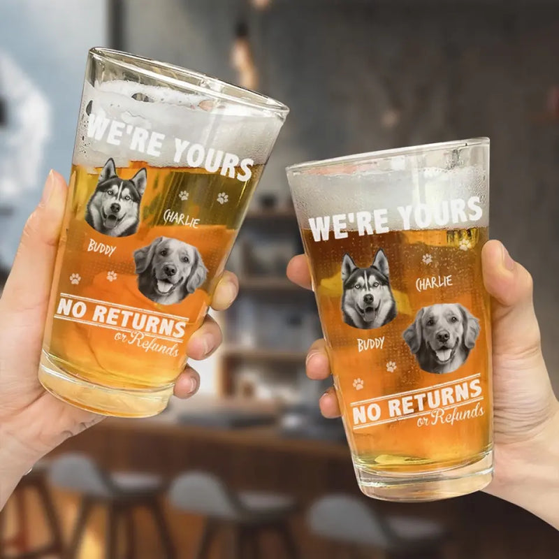 Custom Photo I Work Until Beer O’Clock - Dog & Cat Personalized Custom Beer Glass - Gift For Dog Lovers, Dog Dads, Dog Moms