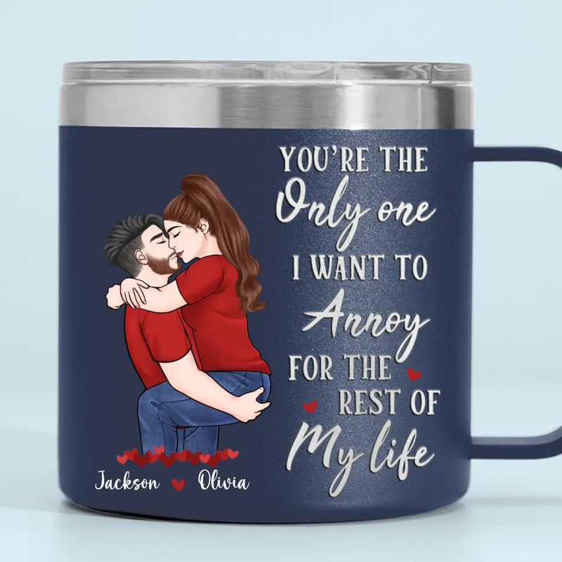 Congrats On Being My Husband - Couple Personalized Custom 14oz Stainless Steel Tumbler With Handle - Gift For Husband, Wife, Couple
