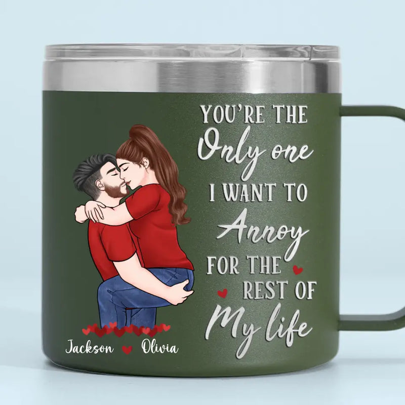 Congrats On Being My Husband - Couple Personalized Custom 14oz Stainless Steel Tumbler With Handle - Gift For Husband, Wife, Couple