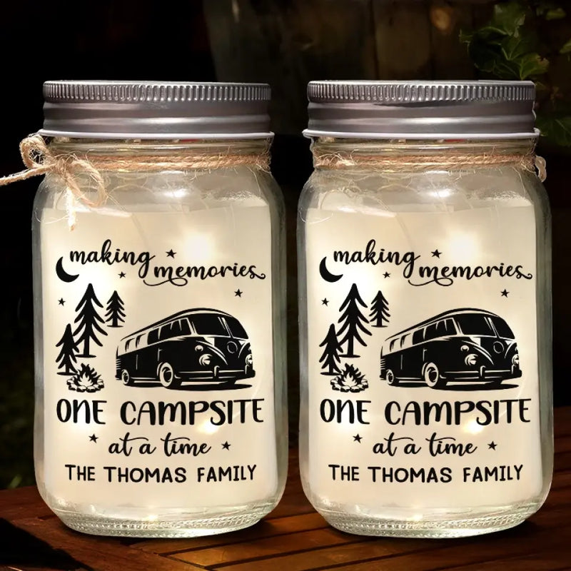 Home Is Where You Park It - Camping Personalized Custom Mason Jar Light - Gift For Family, Couple, Campers