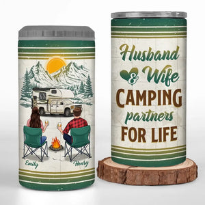 Asseyons-nous au camping - Gobelet isotherme 4 en 1 personnalisé pour camping - Cadeau pour couple, mari, femme, amoureux du camping