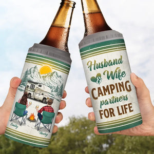 Asseyons-nous au camping - Gobelet isotherme 4 en 1 personnalisé pour camping - Cadeau pour couple, mari, femme, amoureux du camping