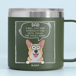Furry Friends Make The Best Friends - Dog & Cat Personalized Custom 14oz Stainless Steel Tumbler With Handle - Gift For Dad, Dog Lovers