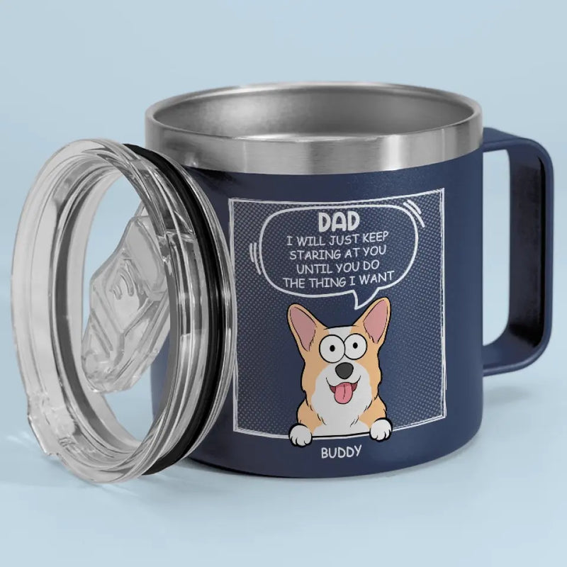 Furry Friends Make The Best Friends - Dog & Cat Personalized Custom 14oz Stainless Steel Tumbler With Handle - Gift For Dad, Dog Lovers