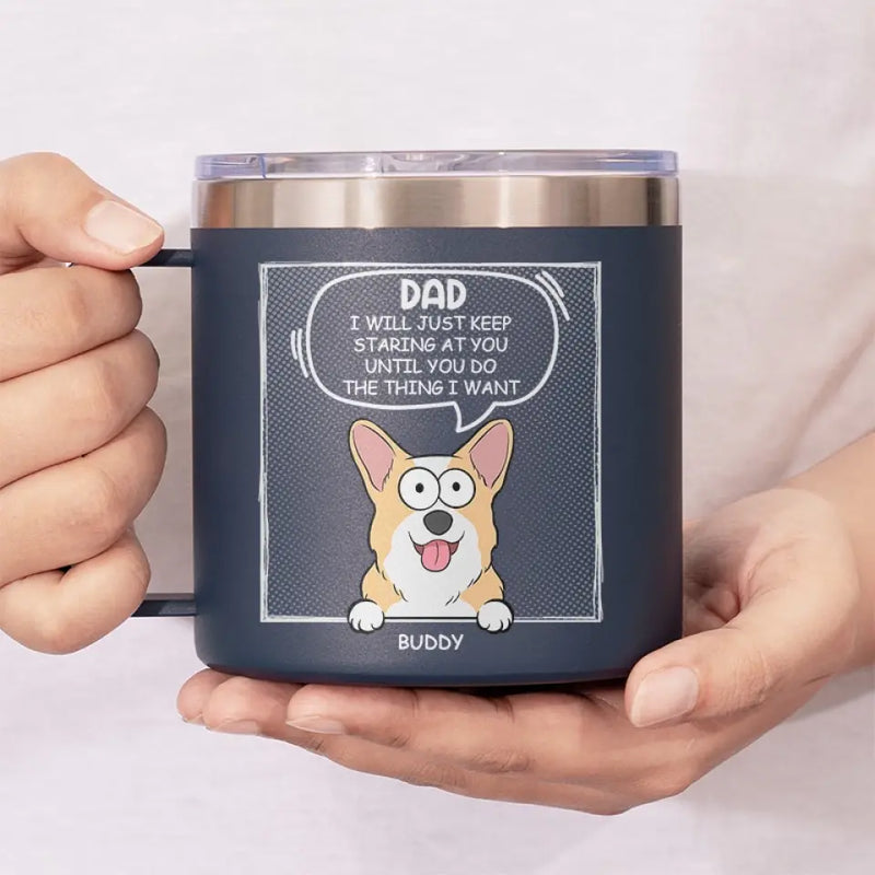 Furry Friends Make The Best Friends - Dog & Cat Personalized Custom 14oz Stainless Steel Tumbler With Handle - Gift For Dad, Dog Lovers