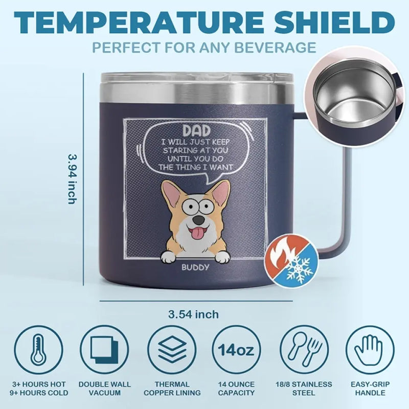 Furry Friends Make The Best Friends - Dog & Cat Personalized Custom 14oz Stainless Steel Tumbler With Handle - Gift For Dad, Dog Lovers