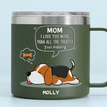 We Love You More Than All The Treats - Dog Personalized Custom 14oz Stainless Steel Tumbler With Handle - Gift For Dad, Dog Lovers