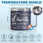 Making Memories One Campsite At A Time - Camping Personalized Custom 14oz Stainless Steel Tumbler With Handle - Gift For Campers, Families, RV Travelers