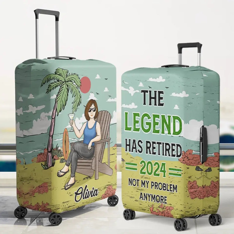 Not My Problem Anymore - Personalized Custom Luggage Cover - Appreciation, Retirement  Gift For Coworkers, Travel Lovers, Women