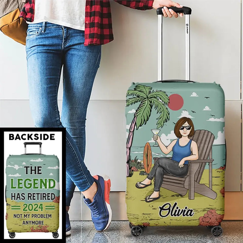 Not My Problem Anymore - Personalized Custom Luggage Cover - Appreciation, Retirement  Gift For Coworkers, Travel Lovers, Women