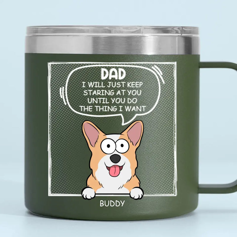 Furry Friends Make The Best Friends - Dog & Cat Personalized Custom 14oz Stainless Steel Tumbler With Handle - Gift For Dad, Dog Lovers