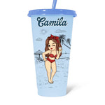 It's Time For Vacation - Bestie Personalized Custom Changing Color Cup - Summer Vacation Gift, Birthday Pool Party Gift For Best Friends, BFF, Sisters